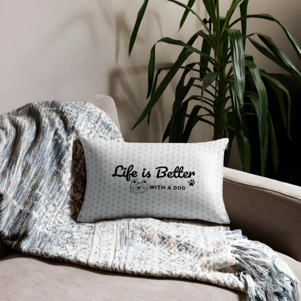 Life Is Better With a Dog Premium Pillow Case – Cute Dog Lover Gift, Linen-Feel, 20x12